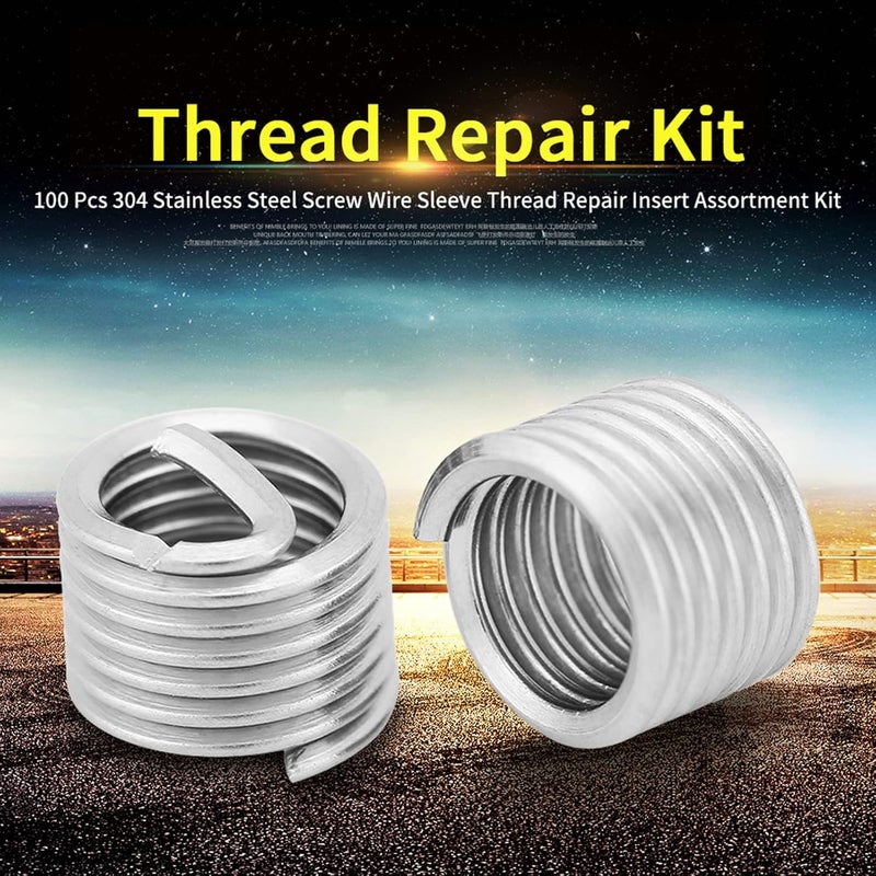 KooingTech 100PCS Thread Repair Insert Kit M6 x 1MM x 1.5D Wire Thread Insert, Stainless Steel Coiled Wire Helical Screw Thread Inserts - Image 4